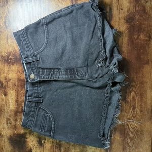 Moda International Black High Waisted Distressed Black Shorts